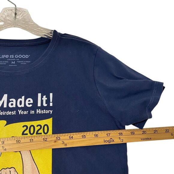 Life Is Good T Shirt Women’s M Blue Short Sleeve We Made It 2020 Pandemic - Picture 3 of 5